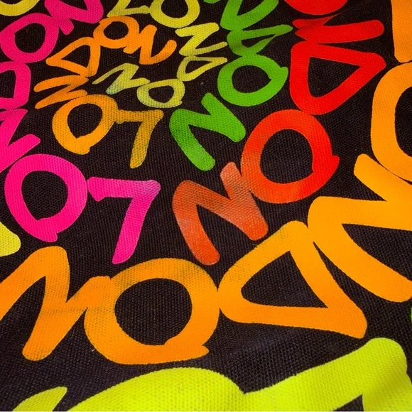 Robin Ruth Colorful Graffiti Print Shoulder Bag Tote Purse Black Multicolor - Picture 5 of 11